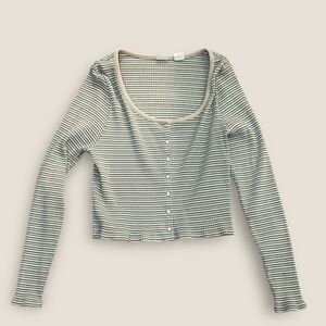 Striped Long Sleeve Cropped Top